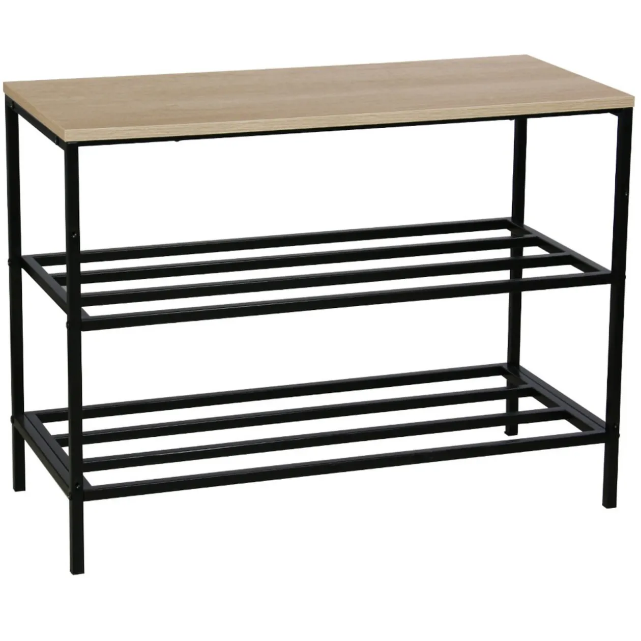 Range chaussures en métal et décor en bois WILLIAM