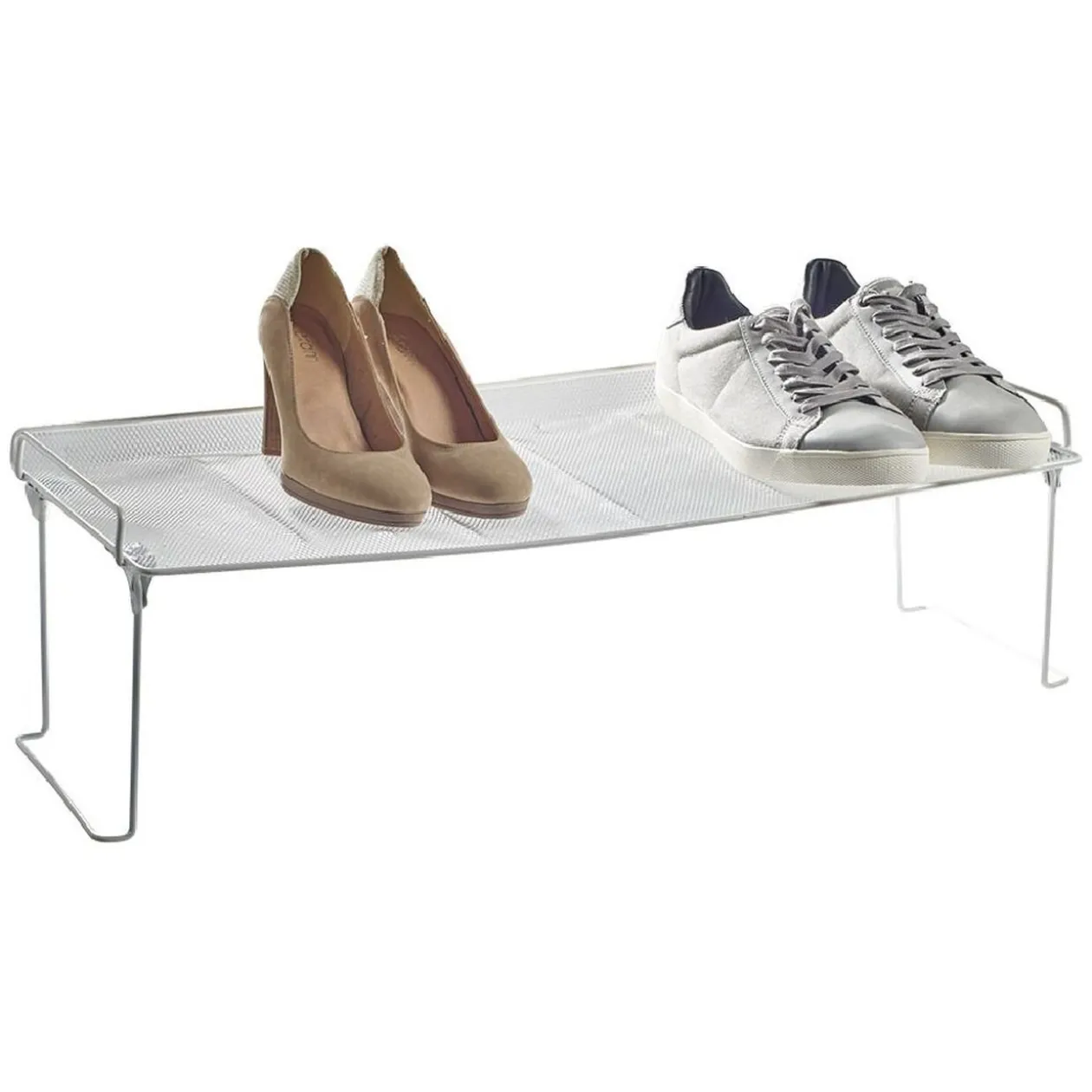 Range chaussures étagère blanche superposable 8 paires L68xl28xH22cm