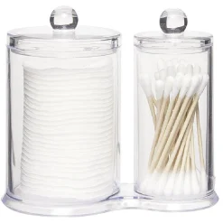 Range disques et coton tige en plastique transparent