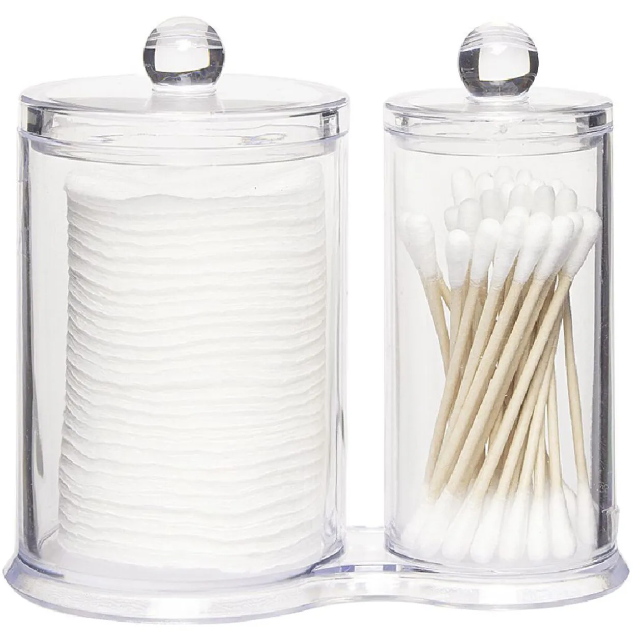 Range disques et coton tige en plastique transparent