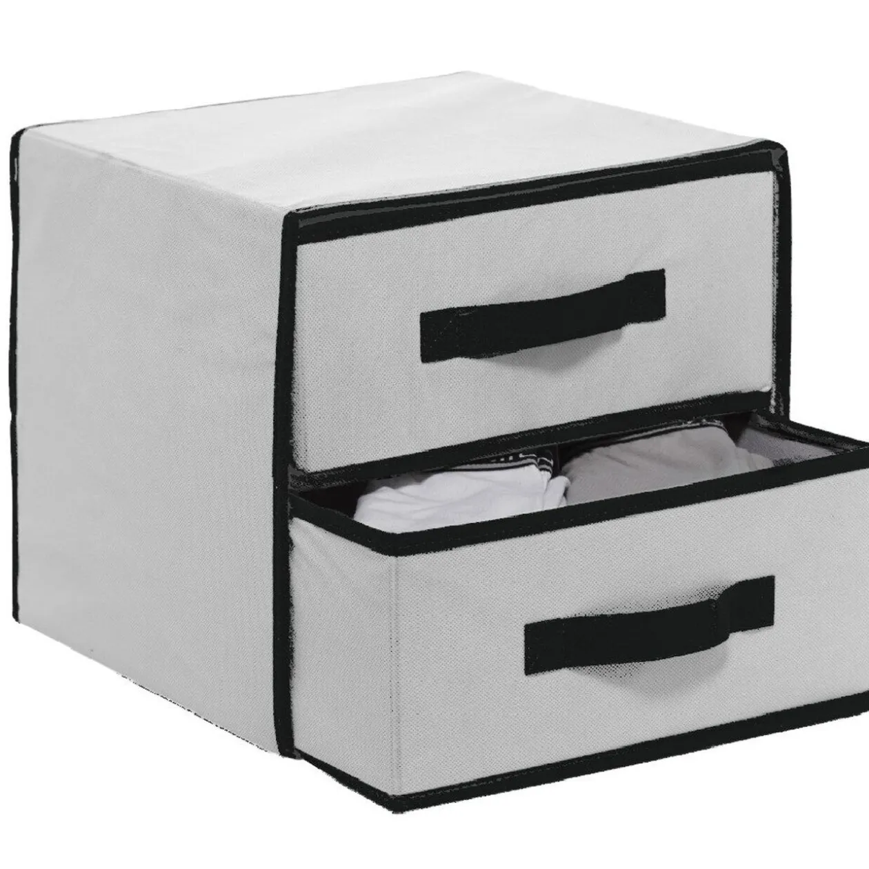Rangement 2 tiroirs pour dressing gris noir