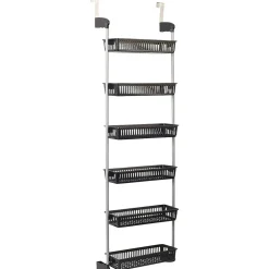 Rangement de porte 6 niveaux à suspendre gris et noir