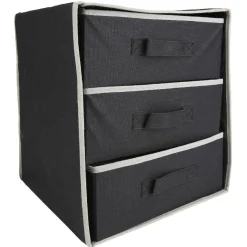 Rangement dressing 3 panières noir et gris