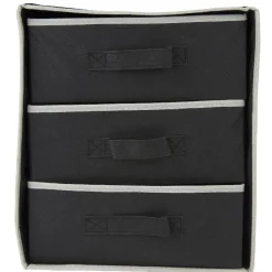 Rangement dressing 3 panières noir et gris