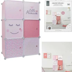 Rangement modulable 6 cubes fille Little Princesse 63x32xH110cm