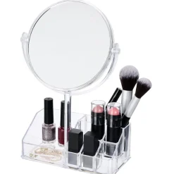 Rangement pour cosmétique avec miroir 9 compartiments 20x15xH5cm