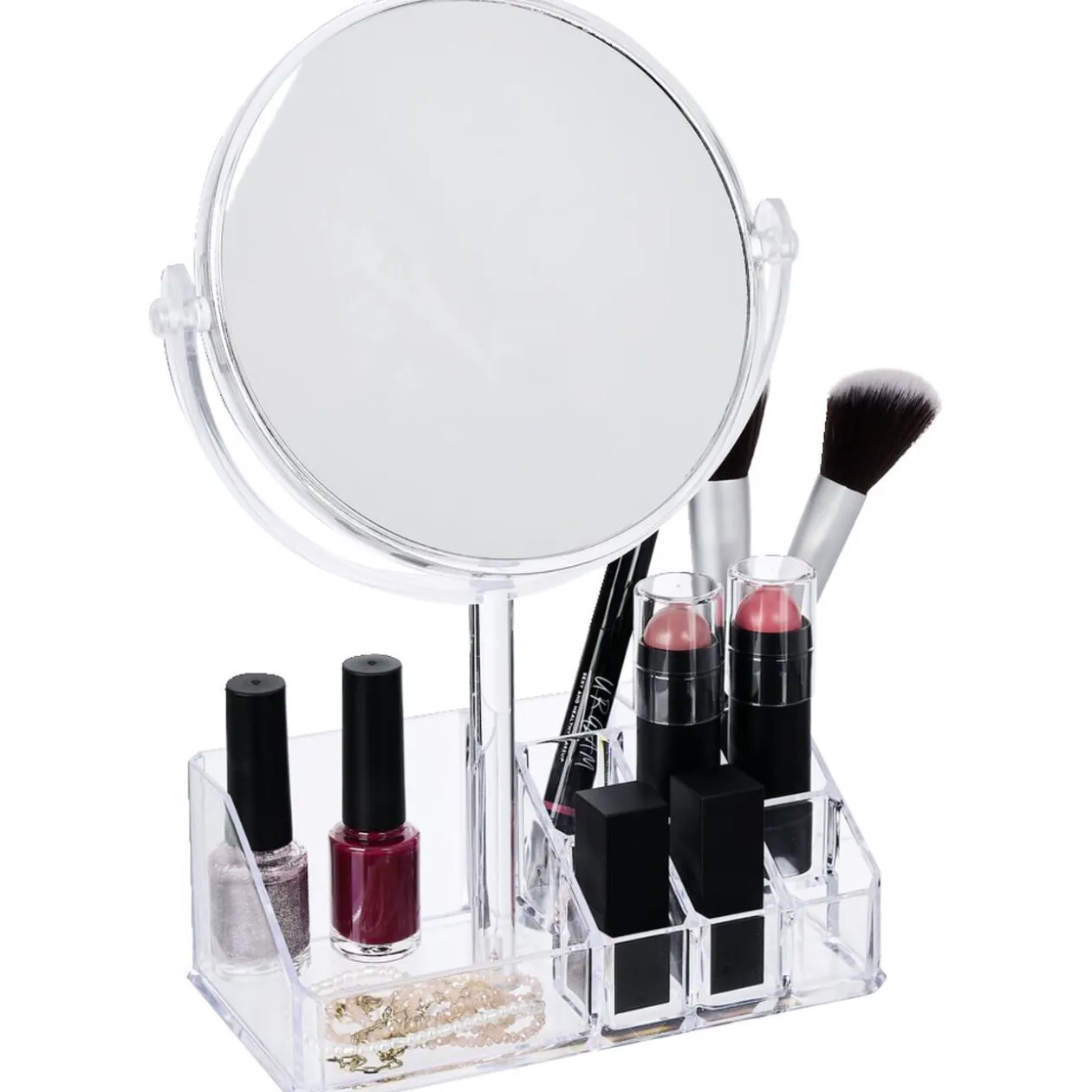 Rangement pour cosmétique avec miroir 9 compartiments 20x15xH5cm