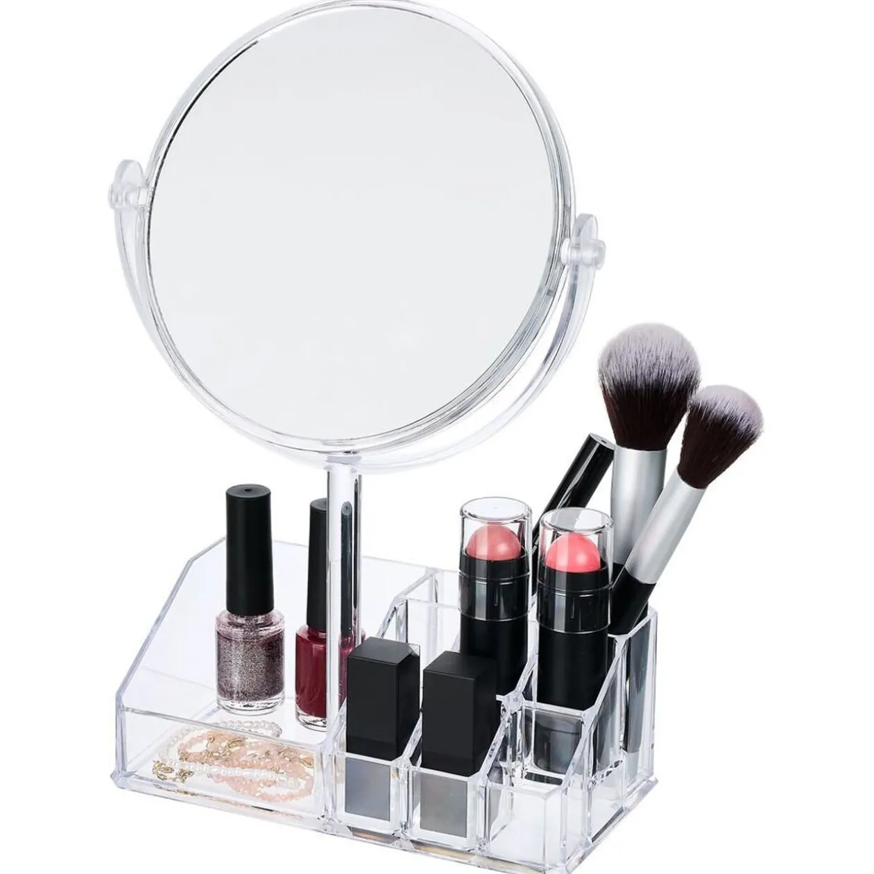 Rangement pour cosmétique avec miroir 9 compartiments 20x15xH5cm