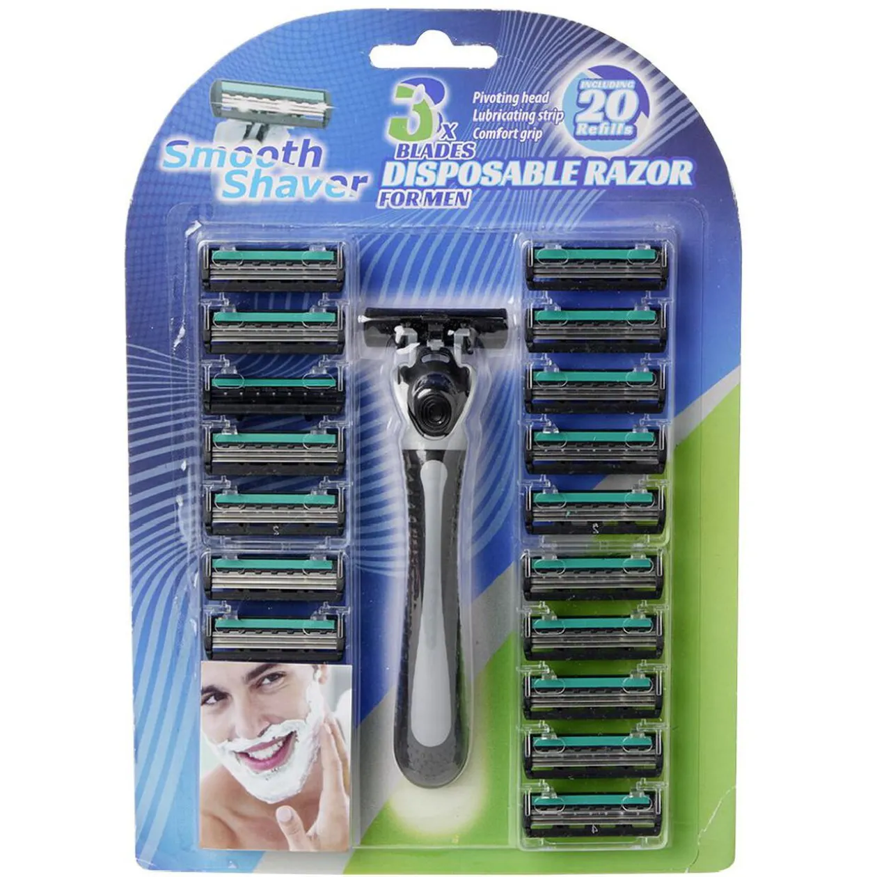 Rasoir homme avec 20 recharges 3 lames