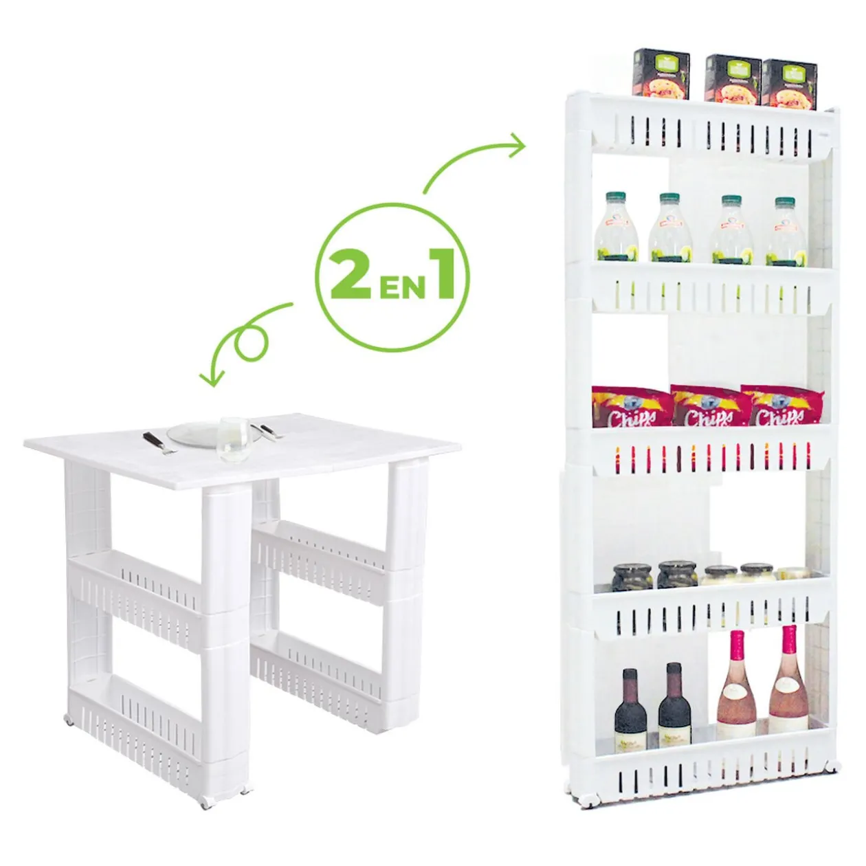 Resserre 2en1 avec fonction table blanc