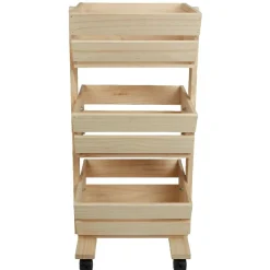 Resserre légume en bois 3 niveaux à roulettes