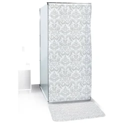 Rideau de douche 12 anneaux et tapis de bain assorti