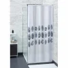 Rideau de douche blanc motif galet gris