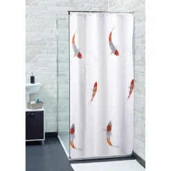 Rideau de douche blanc motif poissons