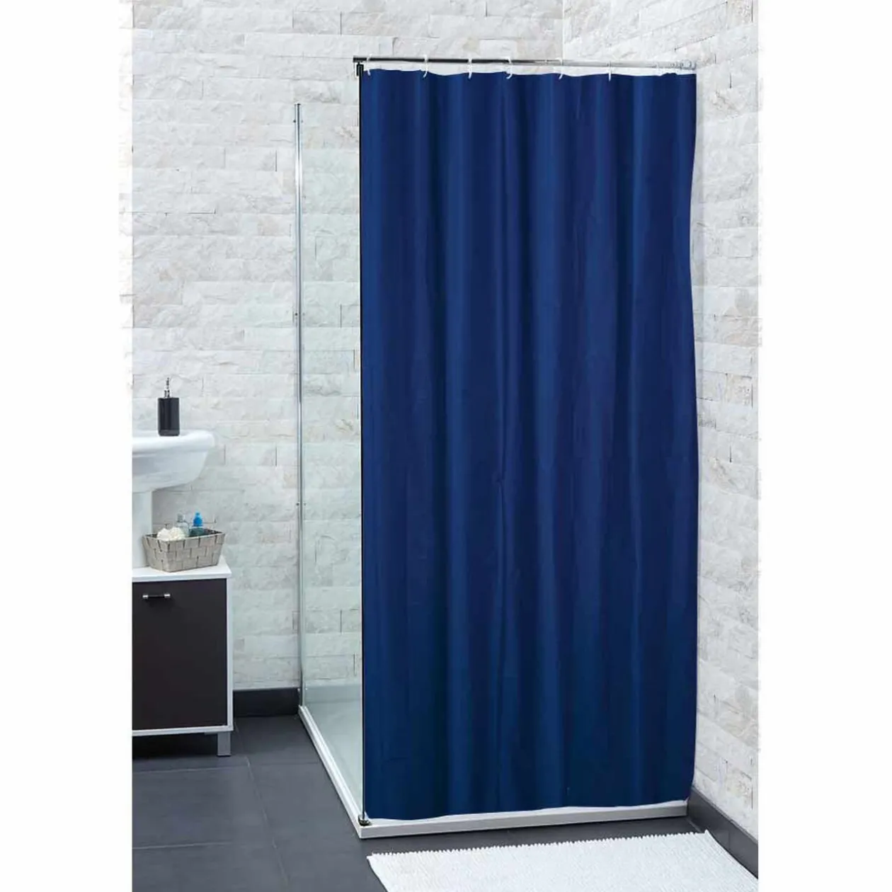 Rideau de douche bleu uni