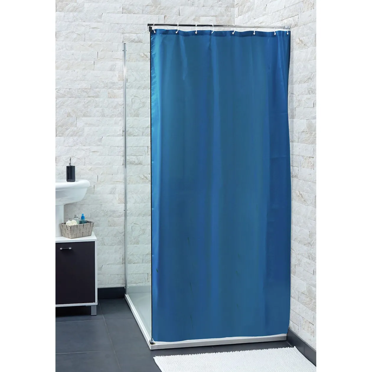 Rideau de douche bleu uni