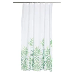 Rideau de douche Jungle blanc motif feuillage vert