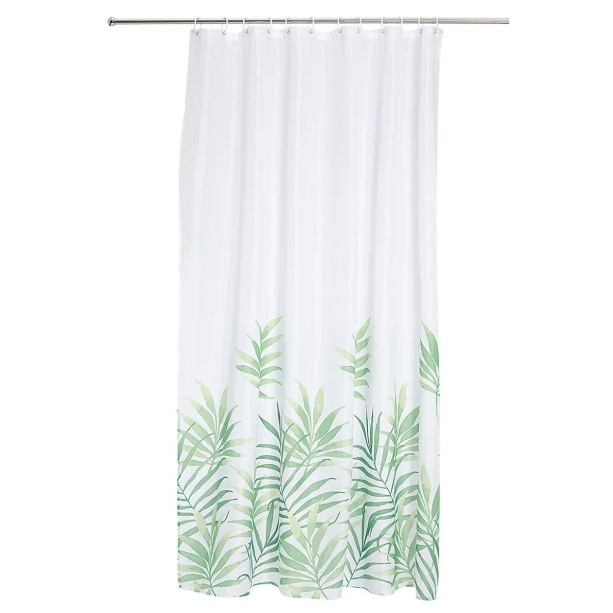 Rideau de douche Jungle blanc motif feuillage vert