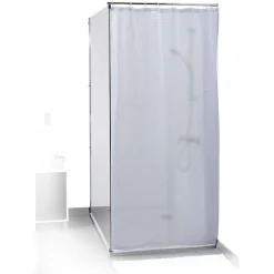 Rideau de douche motif carré blanc opaque 180xH200cm