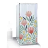 Rideau de douche motif floral et feuillage bleu vert rouge 180x200cm