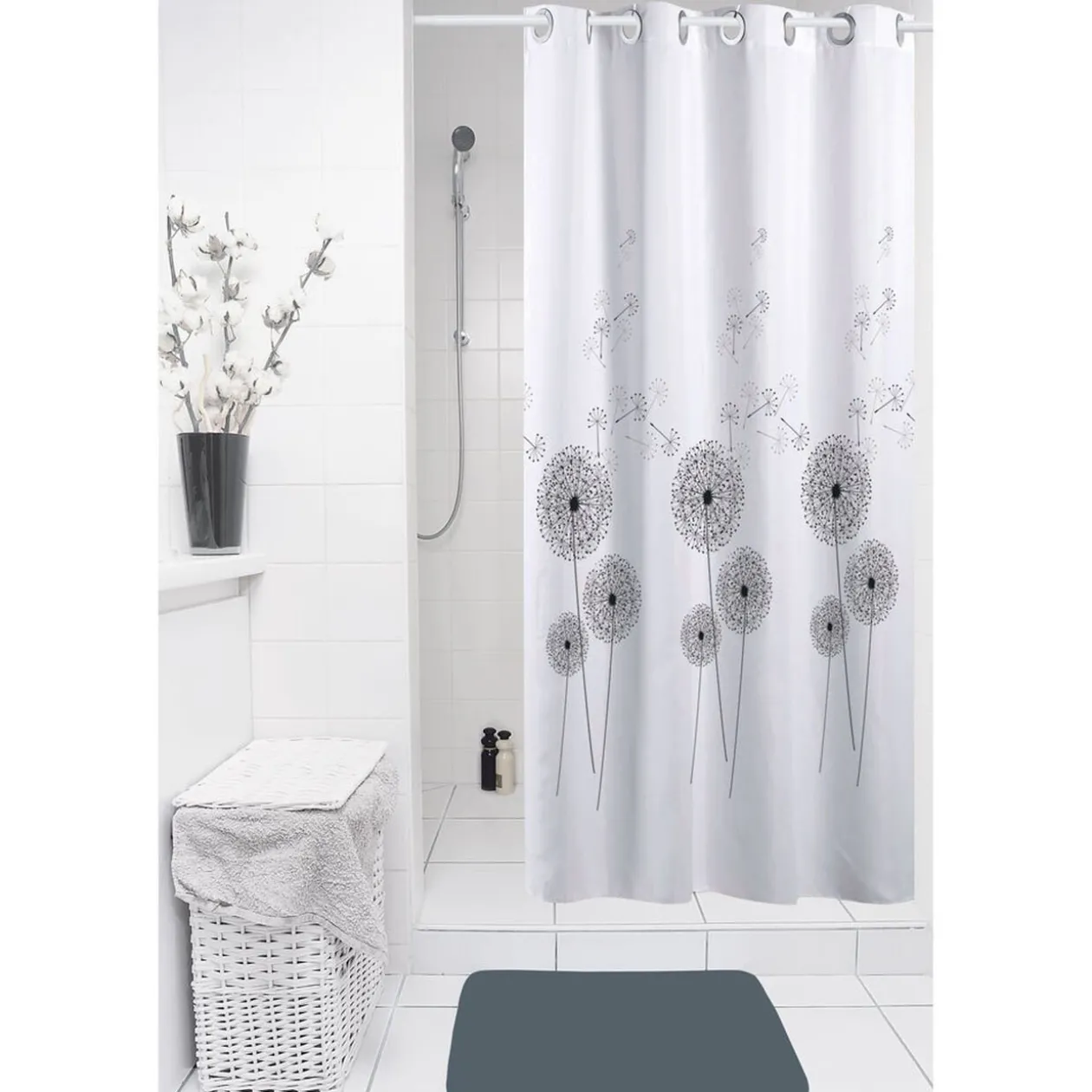 Rideau de douche motif pissenlits