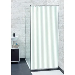 Rideau de douche rayure blanc et vert