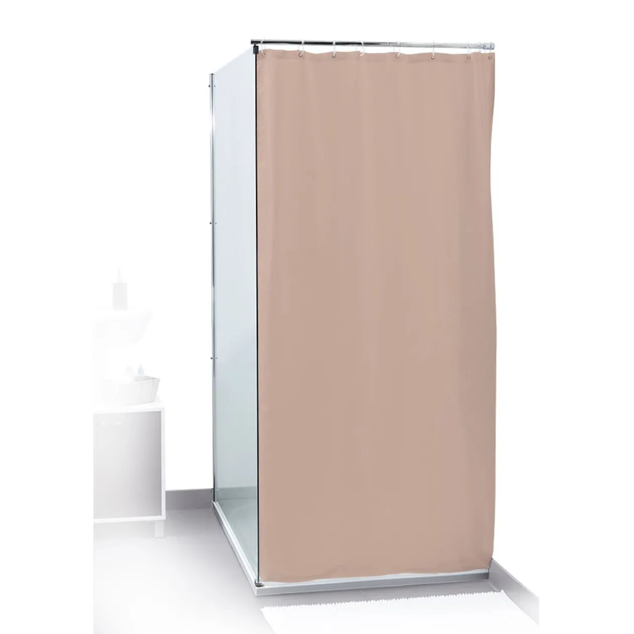Rideau de douche uni beige 180x200cm 100% polyester