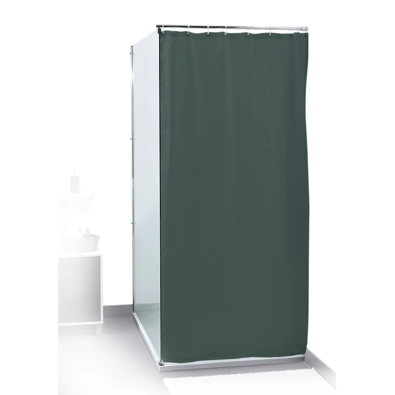 Rideau de douche uni vert foncé 180x200cm 100% polyester