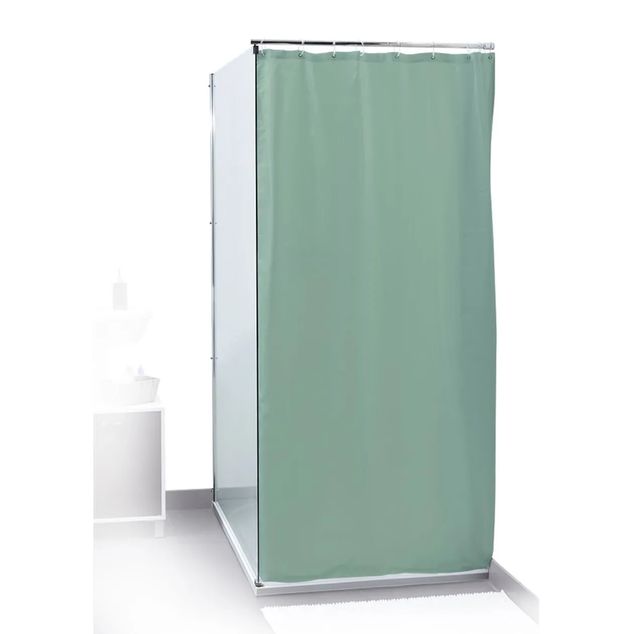 Rideau de douche uni vert d'eau 180x200cm 100% polyester