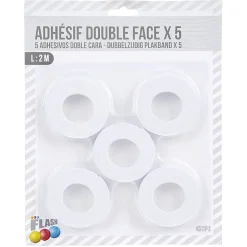 Rouleau adhésif double face blanc x5