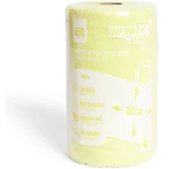 Rouleau de 50 chiffons en microfibre jaune