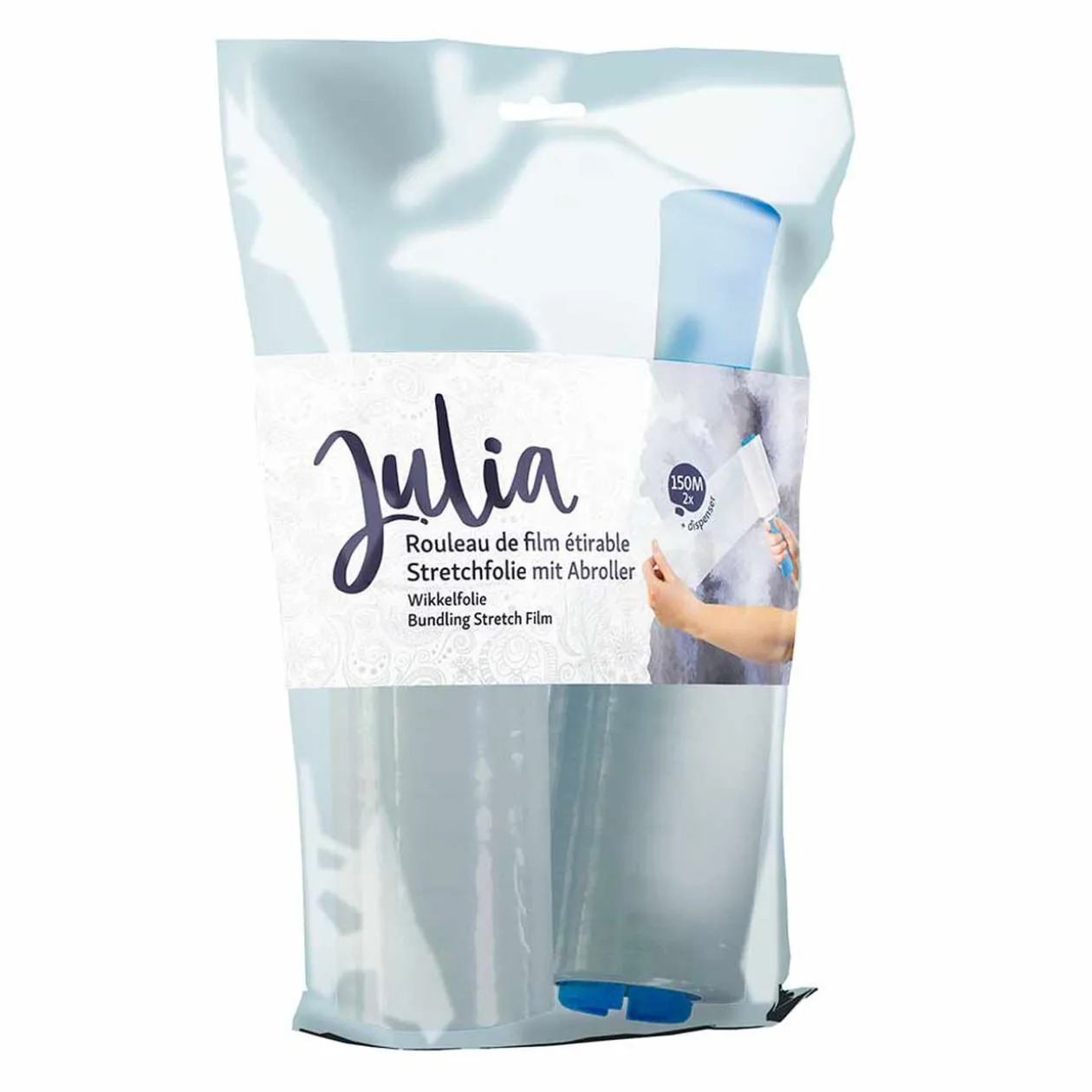 Rouleau film étirable avec manche 150 m x2