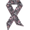 Ruban pour cheveux motif floral noir et rose
