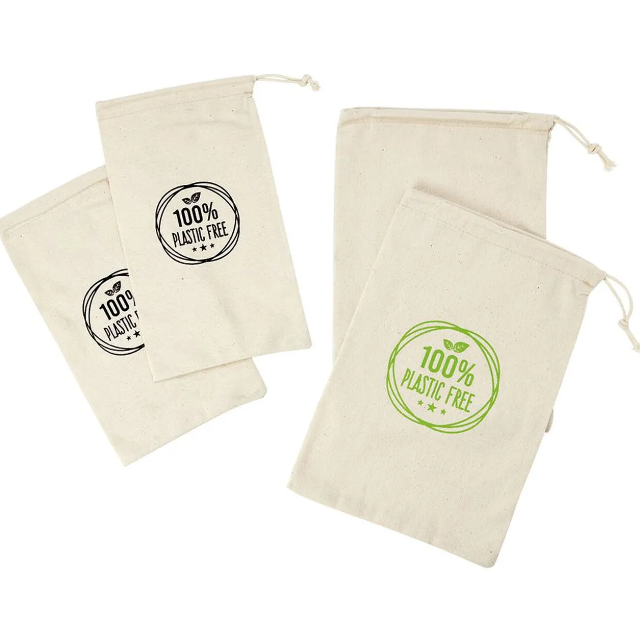 Sac à vrac en coton réutilisables x4