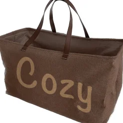 Sac porte-bûches inscription Cozy 64x30xH40cm