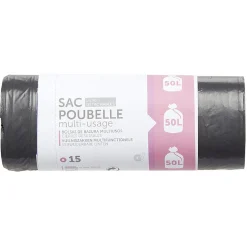 Sac poubelle à lien 50 litres x15