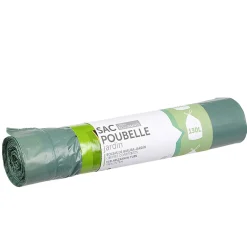 Sac poubelle jardin 130 litres à lien coullissant vert x8