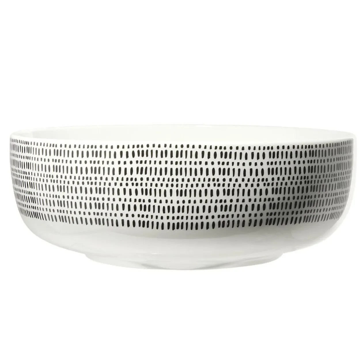 Saladier bas en porcelaine intérieur uni, extérieur décoré Ø23xH8cm