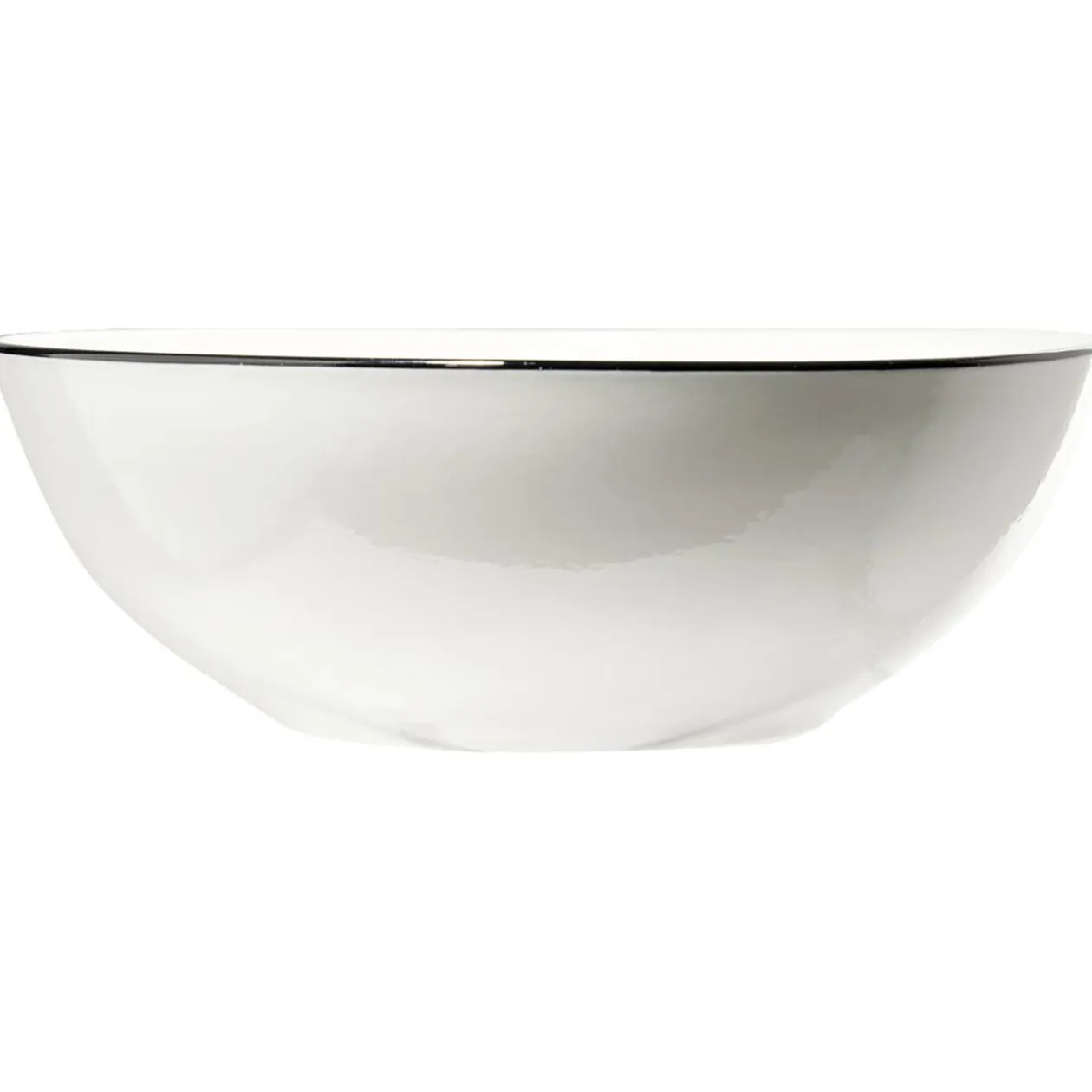 Saladier bas en porcelaine blanc bord noir type bistrot Ø22,5xH8,8cm