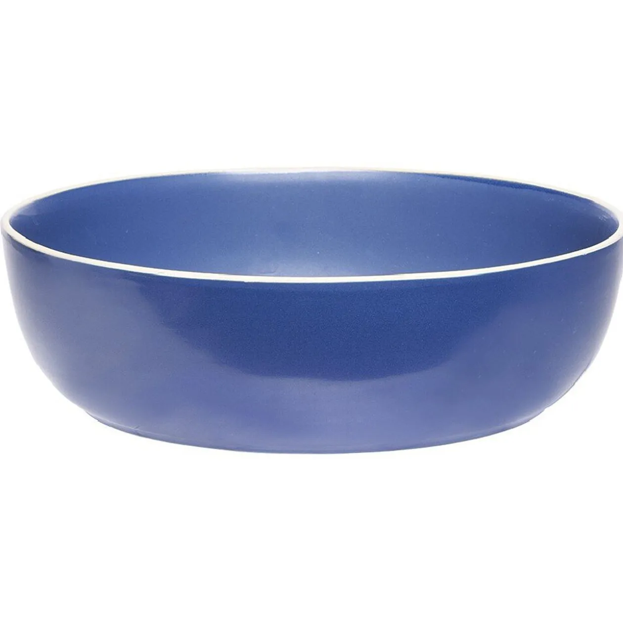 Saladier en faïence bleu avec liseré blanc