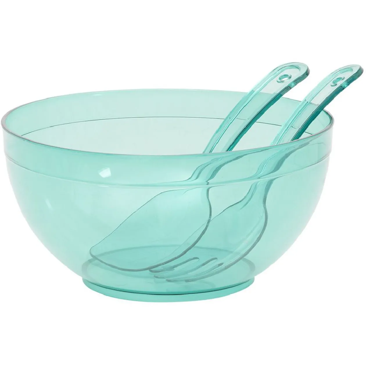 Saladier en plastique coloré avec couverts de service