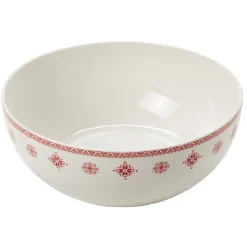 Saladier en porcelaine blanche motif Noël flocons rouges