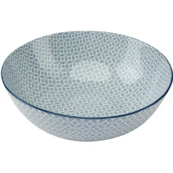 Saladier en porcelaine motif graphique coloré x2