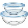 Saladier en verre avec couvercle x 2