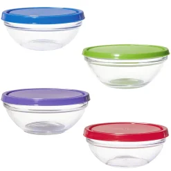 Saladier en verre x4 avec couvercle