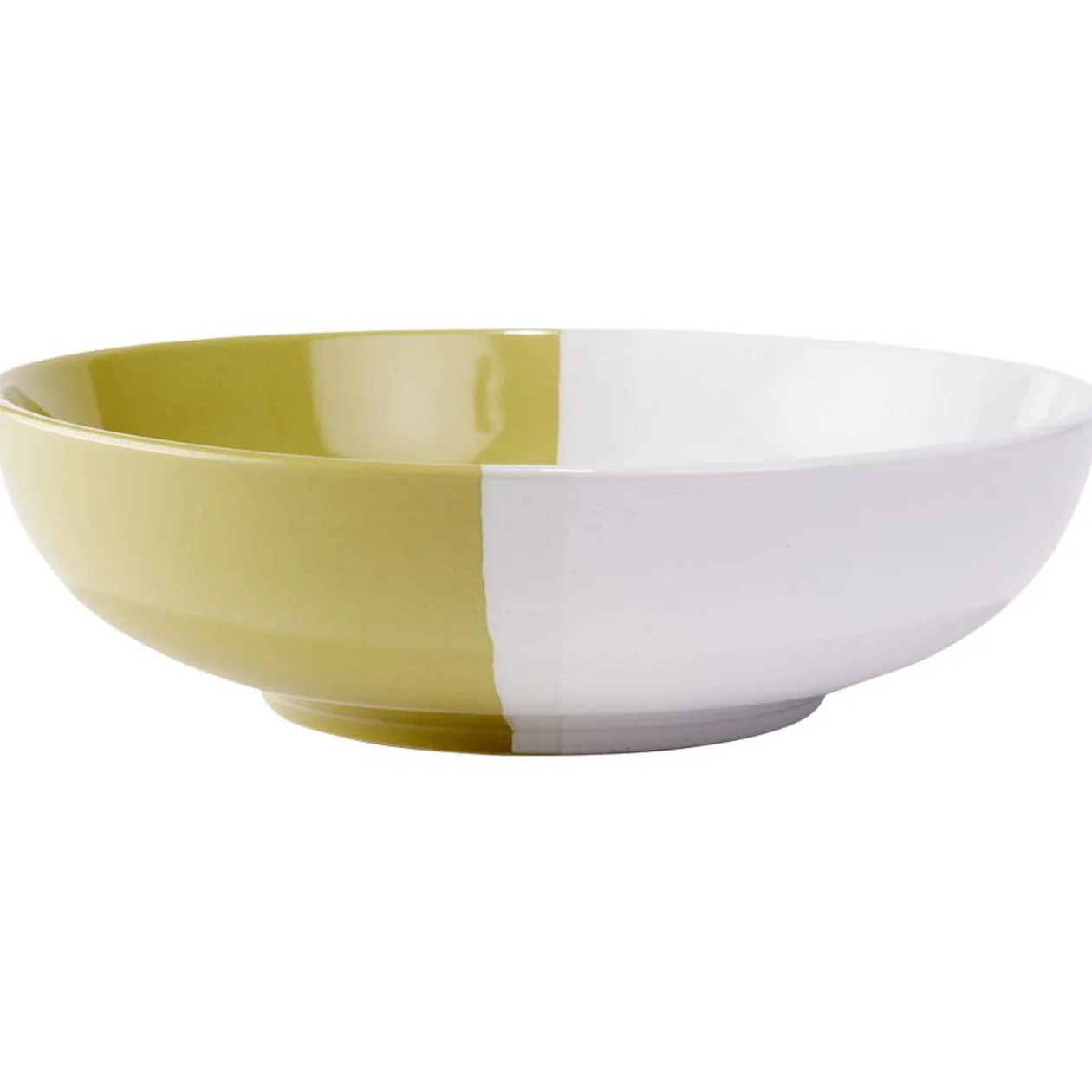 Saladier faïence bicolore vert et blanc Ø24xH6,4cm