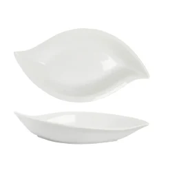 Saladier forme feuille porcelaine uni blanc