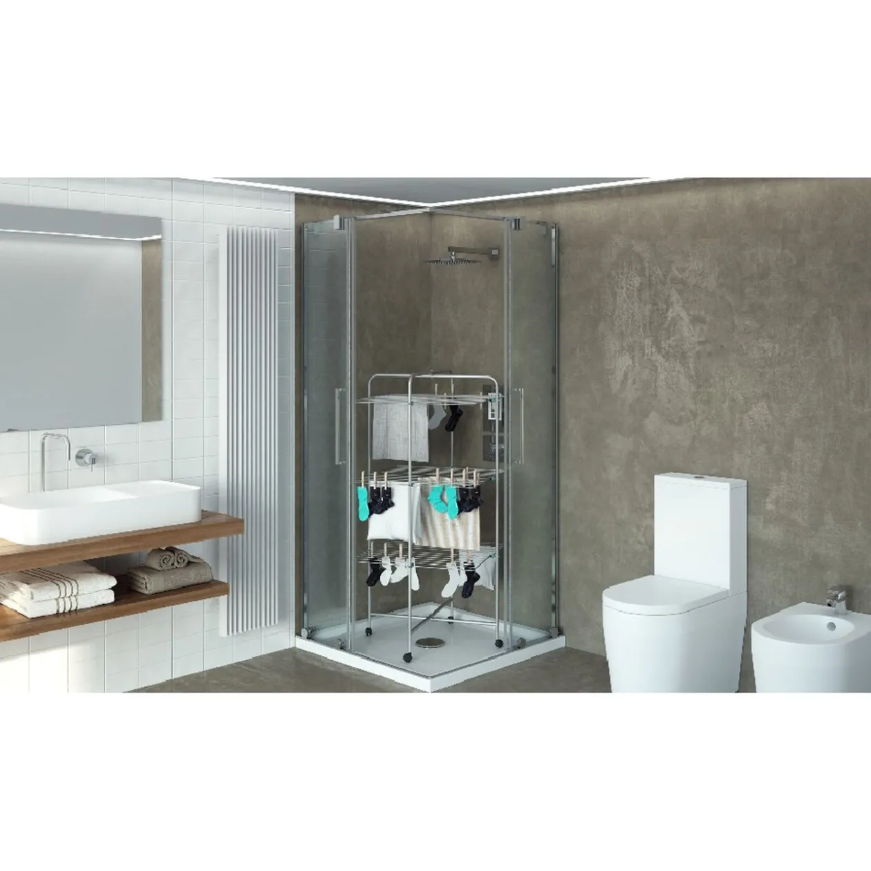 Séchoir tour sur roulettes 30 m d'étendage