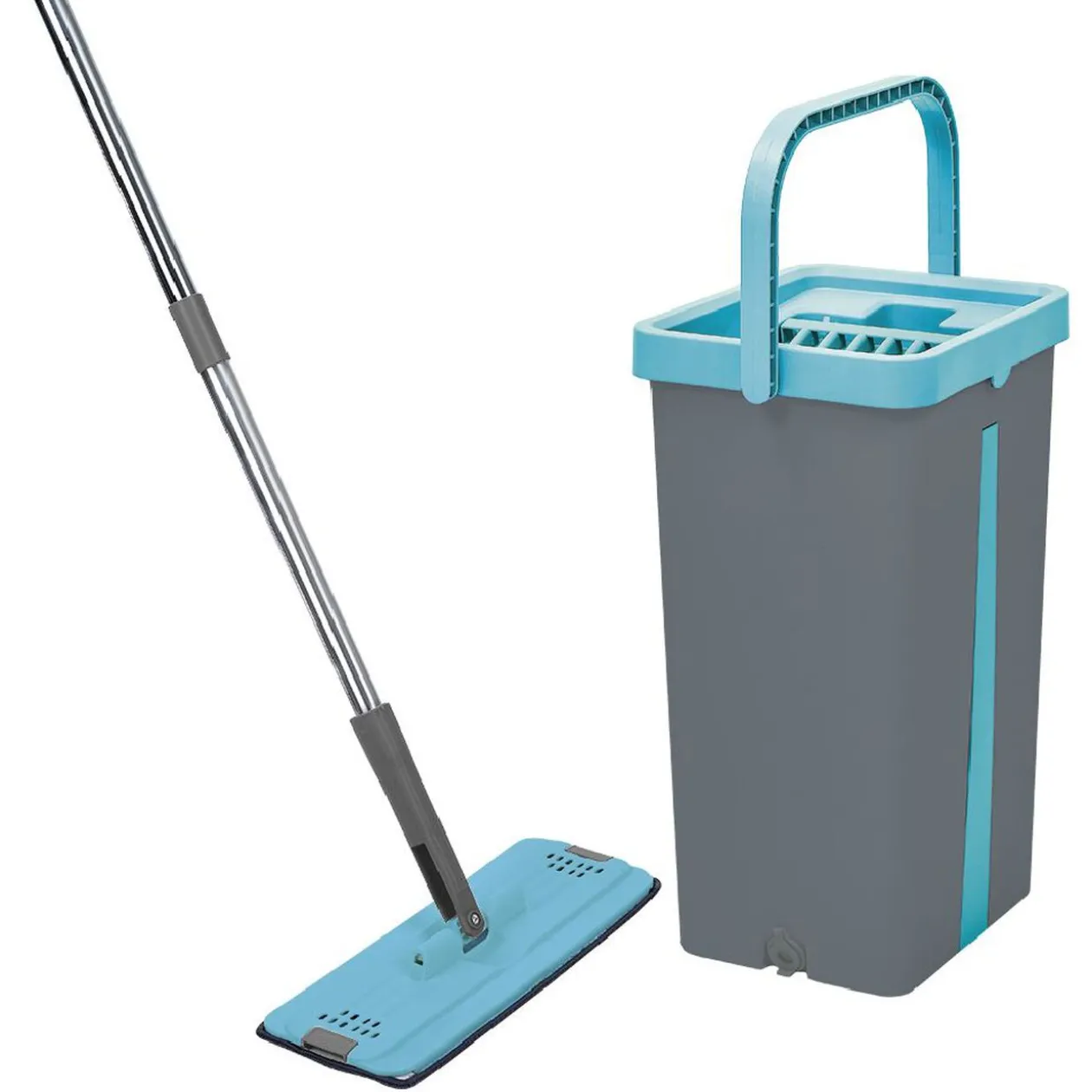 Seau essoreur avec balai plat pliable 8 L