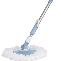 Seau essoreur rétractable avec balai bleu gris et blanc